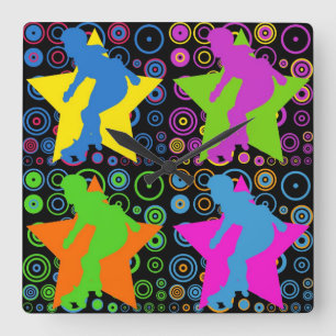 Pop Art Women's Roller Derby Square Wall Clock