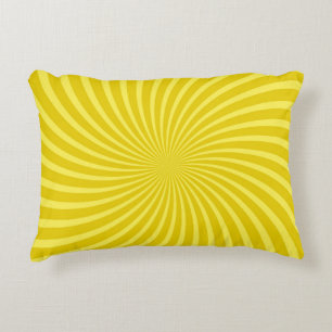 Pop art yellow background, retro comic rays illus decorative cushion