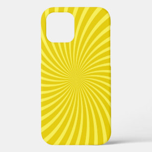 Pop art yellow background,  retro comic rays illus iPhone 12 case