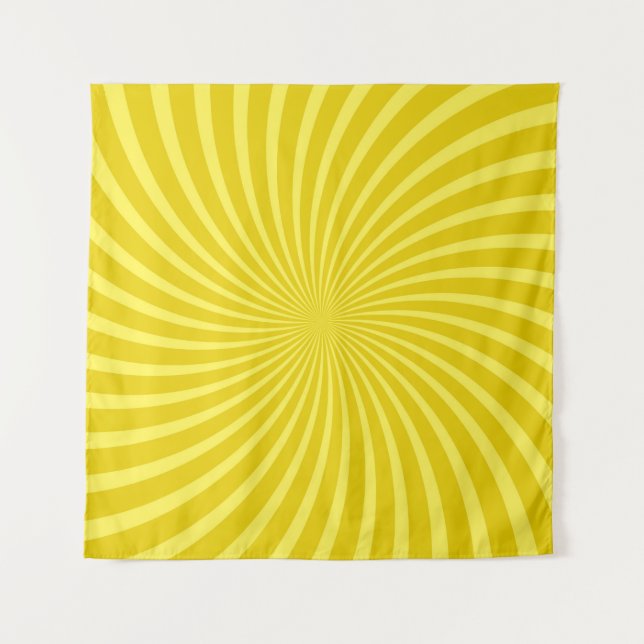 Pop art yellow background,  retro comic rays illus tapestry (Front)