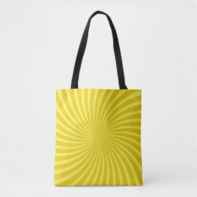 Pop art yellow background,  retro comic rays illus tote bag (Front)