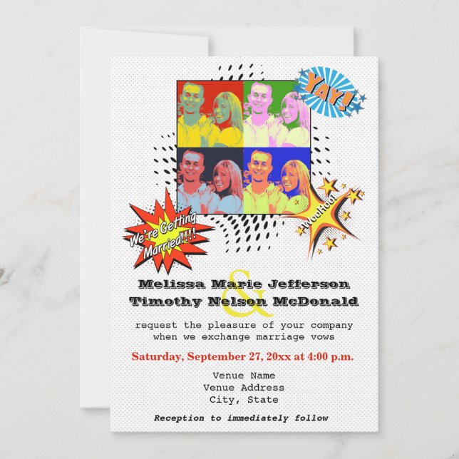 Pop Art Your OWN PHOTO Wedding Invitation (Front)