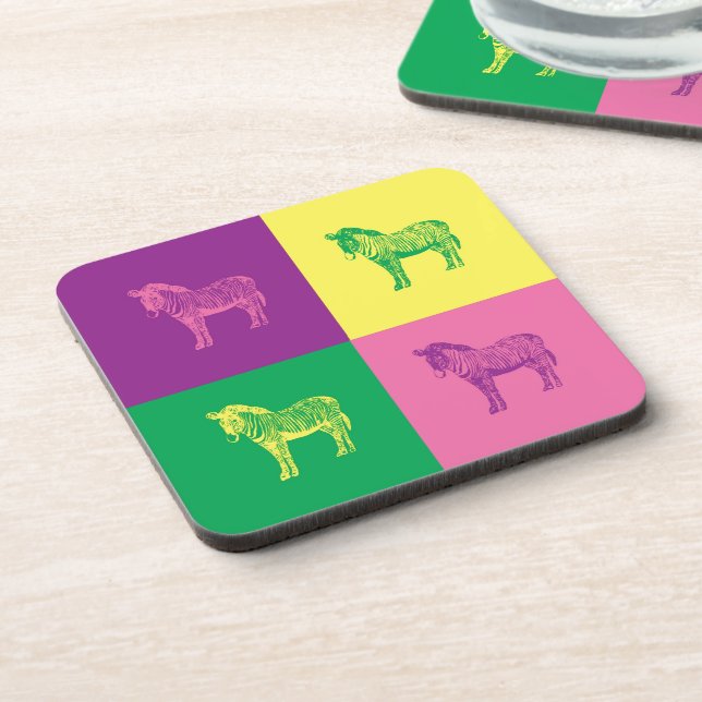 Pop Art Zebra Coaster (Left Side)
