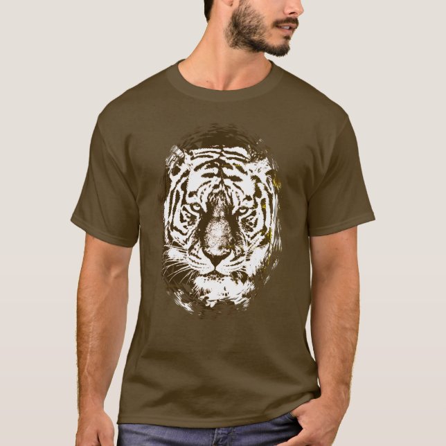 Pop Artwork Tiger Head Elegant Modern Template T-Shirt (Front)