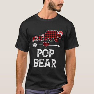 Pop Bear Christmas Pajama Red Plaid Buffalo Family T-Shirt