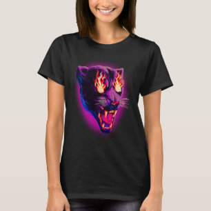 Pop Black Panther on Fire Leopard Jaguar Animal T-Shirt