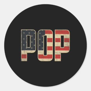 Pop Bold Patriotic American Flag Father’s Day Pop Classic Round Sticker