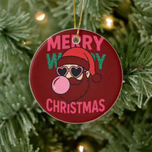 Pop Bubble Retro Christmas Ceramic Ornament