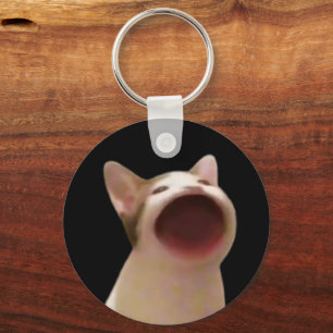 Pop Cat Meme Double Sided Keychain