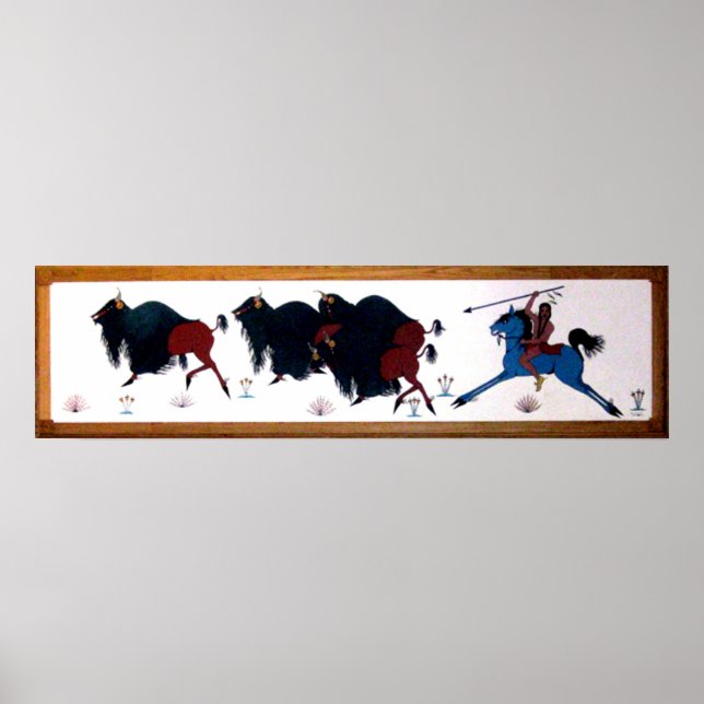 Pop Charlee Buffalo Hunting Mural Poster (Front)