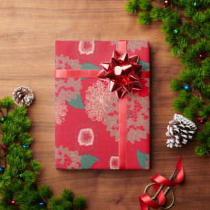Pop ChristmasFlowerBurst Wrapping Paper Red Green