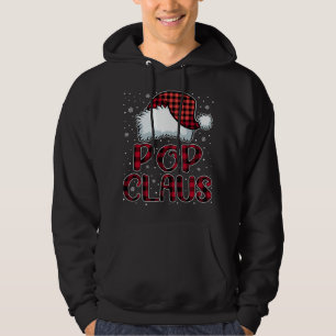 Pop Claus Merry Christmas Buffalo Plaid Red Santa  Hoodie
