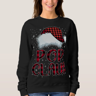 Pop Claus Merry Christmas Buffalo Plaid Red Santa  Sweatshirt