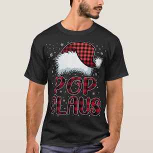 Pop Claus Merry Christmas Buffalo Plaid Red Santa  T-Shirt