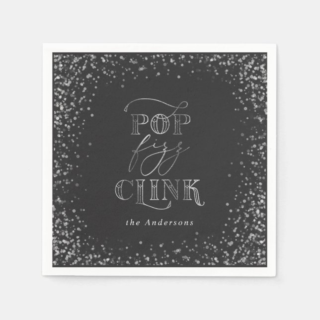 Pop clink fizz party napkin (Front)