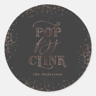 Pop clink fizz party stickers