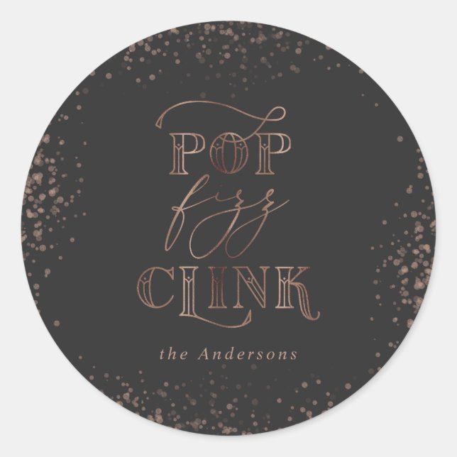 Pop clink fizz party stickers (Front)