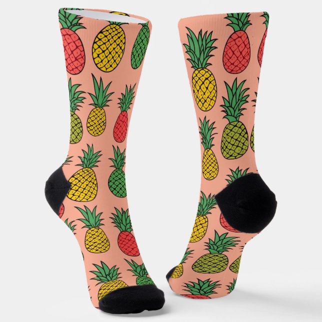 Pop Colour Pineapple  Socks (Angled)
