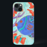 Pop-Coloured Fish iPhone 13 Case<br><div class="desc">This painting by Nancy Slocum captures the beautiful water life under seas. It represents colour fish swimming in the blue ocean. This picture will add colour to any living room or kids' room.</div>