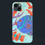 Pop-Coloured Fish iPhone 13 Case<br><div class="desc">This painting by Nancy Slocum captures the beautiful water life under seas. It represents colour fish swimming in the blue ocean. This picture will add colour to any living room or kids' room.</div>