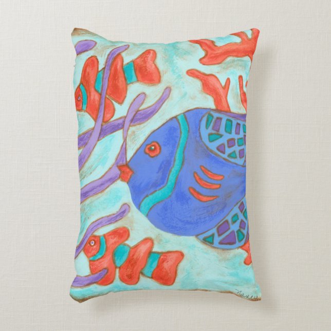 Pop-Coloured Fish Decorative Cushion (Front(Vertical))