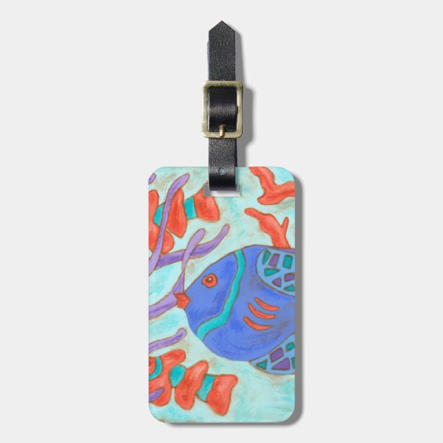 Pop-Coloured Fish Luggage Tag (Front Vertical)