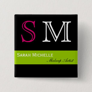 Pop Colours in Pink Green and Black 15 Cm Square Badge