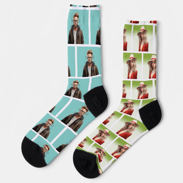 Pop Culture Signable Add Photo Personalised Custom Socks (Left)