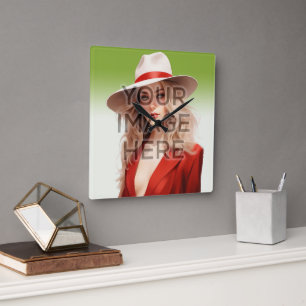 Pop Culture Signable Add Photo Personalised Custom Square Wall Clock