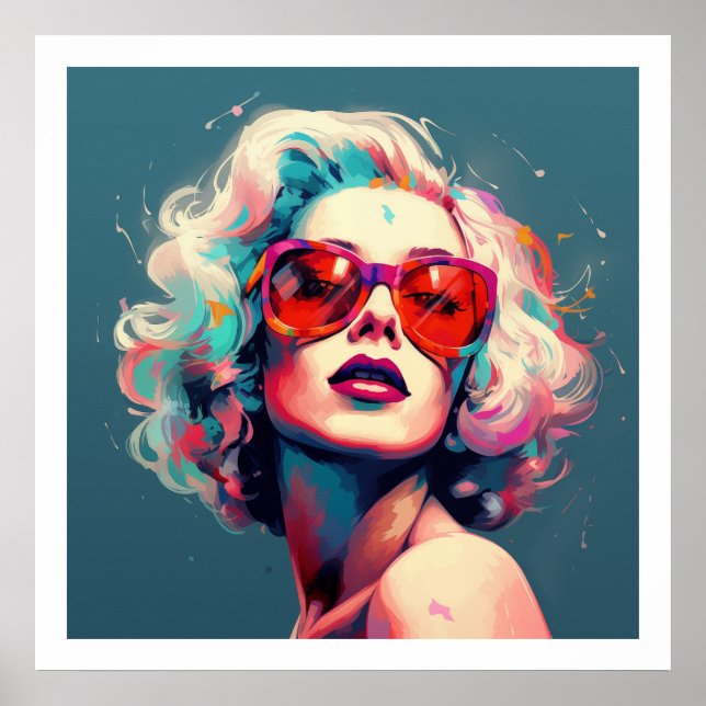 Pop Culture Vibrant Colours Girl with Glasses Poster (Front)