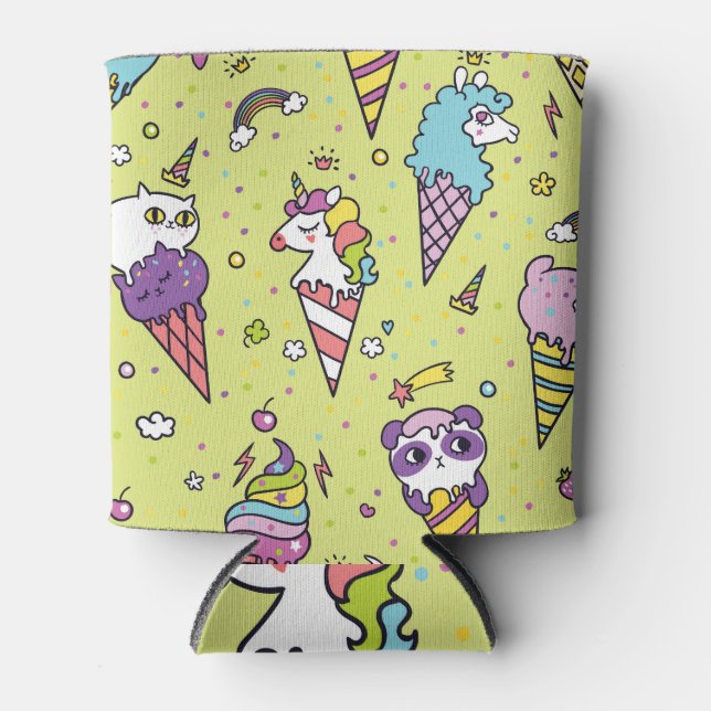 Pop Cute Ice Cream: Animal Pattern Can Cooler (Front)