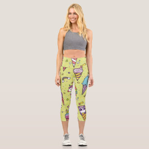 Pop Cute Ice Cream: Animal Pattern Capri Leggings