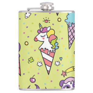 Pop Cute Ice Cream: Animal Pattern Hip Flask