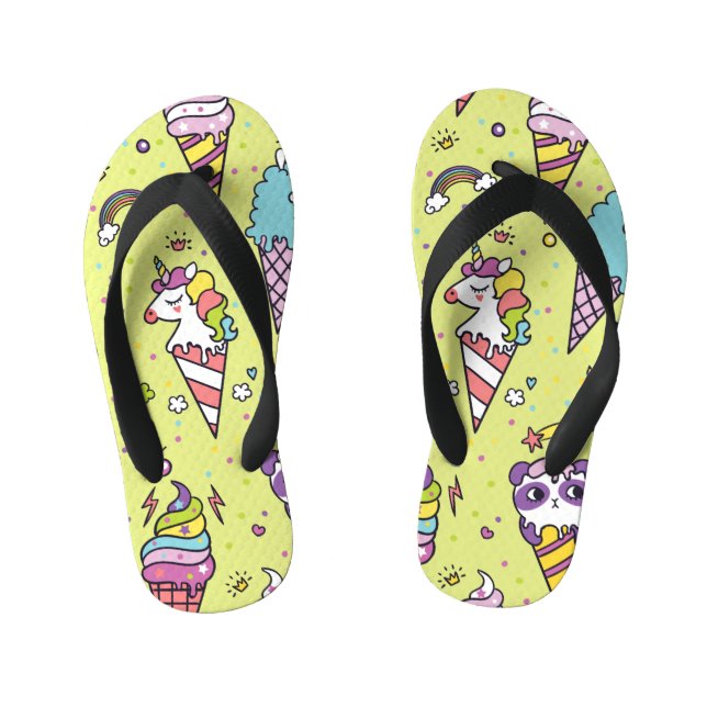 Pop Cute Ice Cream: Animal Pattern Kid's Thongs (Footbed)