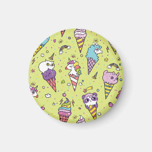 Pop Cute Ice Cream: Animal Pattern Magnet