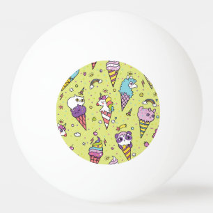 Pop Cute Ice Cream: Animal Pattern Ping Pong Ball