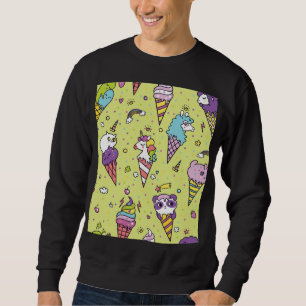 Pop Cute Ice Cream: Animal Pattern Sweatshirt