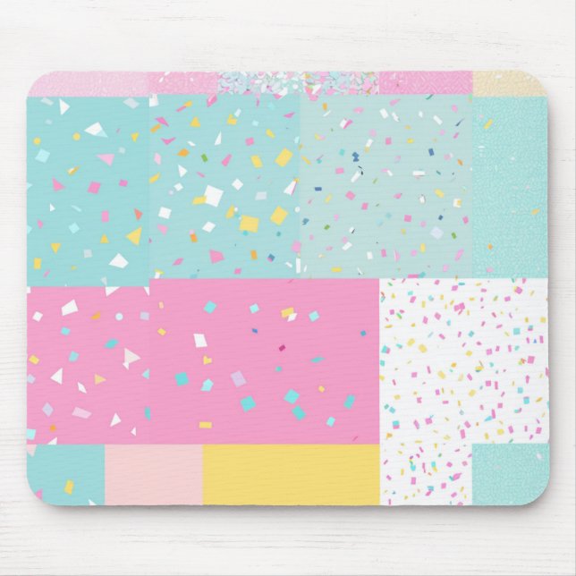 Pop Cute Patchwork Terrazzo Pattern Mouse Pad (Front)