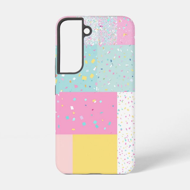 Pop Cute Patchwork Terrazzo Pattern Samsung Galaxy S22 Case (Back)