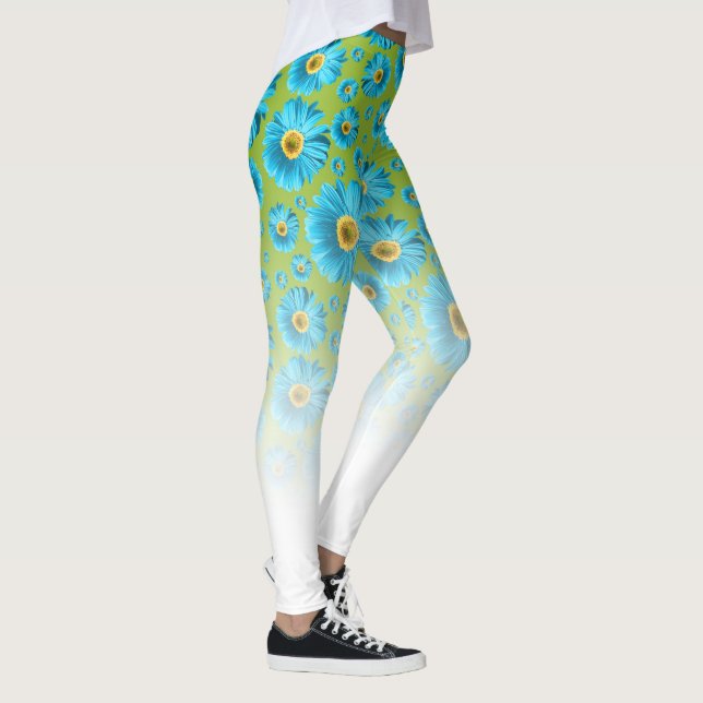 Pop Daisy Aqua Blue Leggings (Right)