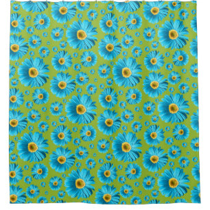 Pop Daisy Aqua Blue Shower Curtain