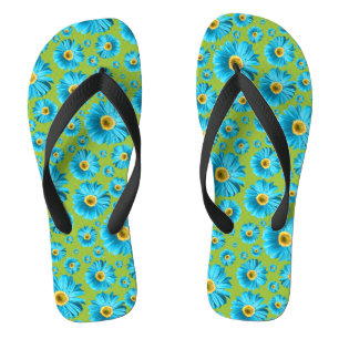 Pop Daisy Aqua Blue Thongs