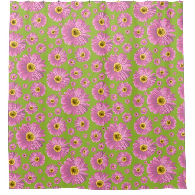 Pop Daisy Pink Shower Curtain (Front)
