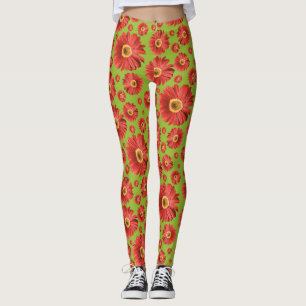 Pop Daisy Red Leggings