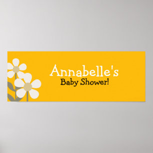 POP DAISY YELLOW FLOWER Baby Shower Banner Poster