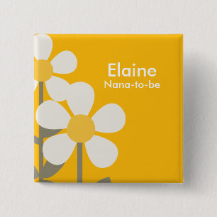POP DAISY Yellow Flowers Personalised Button