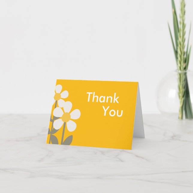 POP DAISY Yellow Folded Thank you note Card (Front)