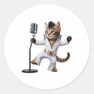 Pop Dancing Cat The Icon Of Rock Music And Pop Cul Classic Round Sticker