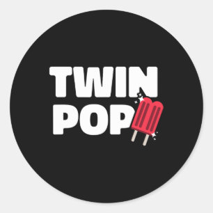 Pop Fathers Day Dad Of Twins Classic Round Sticker
