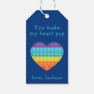 Pop fidget classroom valentine rainbow gift tags